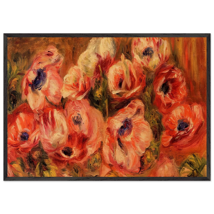 ANEMONES N3 - Pierre-Auguste Renoir 70x100 cm / 28x40 inches Framed Art Print – Black Wooden Frame