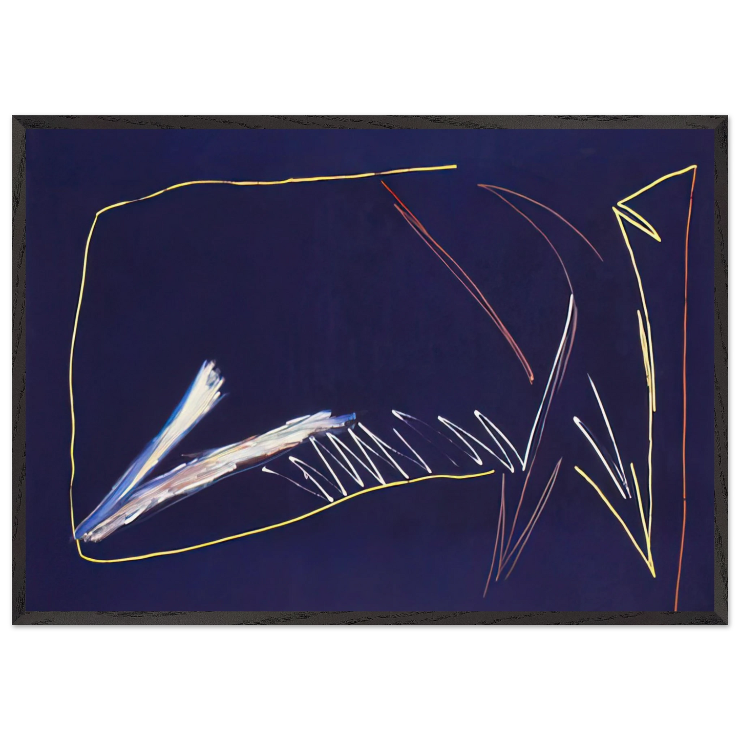 The Blue Whale - 1973 - Ronnie Landfield Framed Art Print – Black Wooden Frame - Default Title - -Framed Art Print