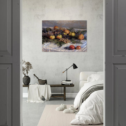Still Life with Pears and Grapes - claude monet Brushed Aluminum Print - 70x100 cm / 28x40 inches | claude monet Aluminum Print | claude monet Prints