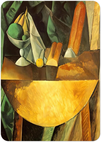 Bread and dish with fruits on the table By Pablo Picasso Pack of 10 Post Cards | Pablo Picasso Post Cards | A6 (10.5 x 14.8 cm) - 4.1 x 5.8 inches