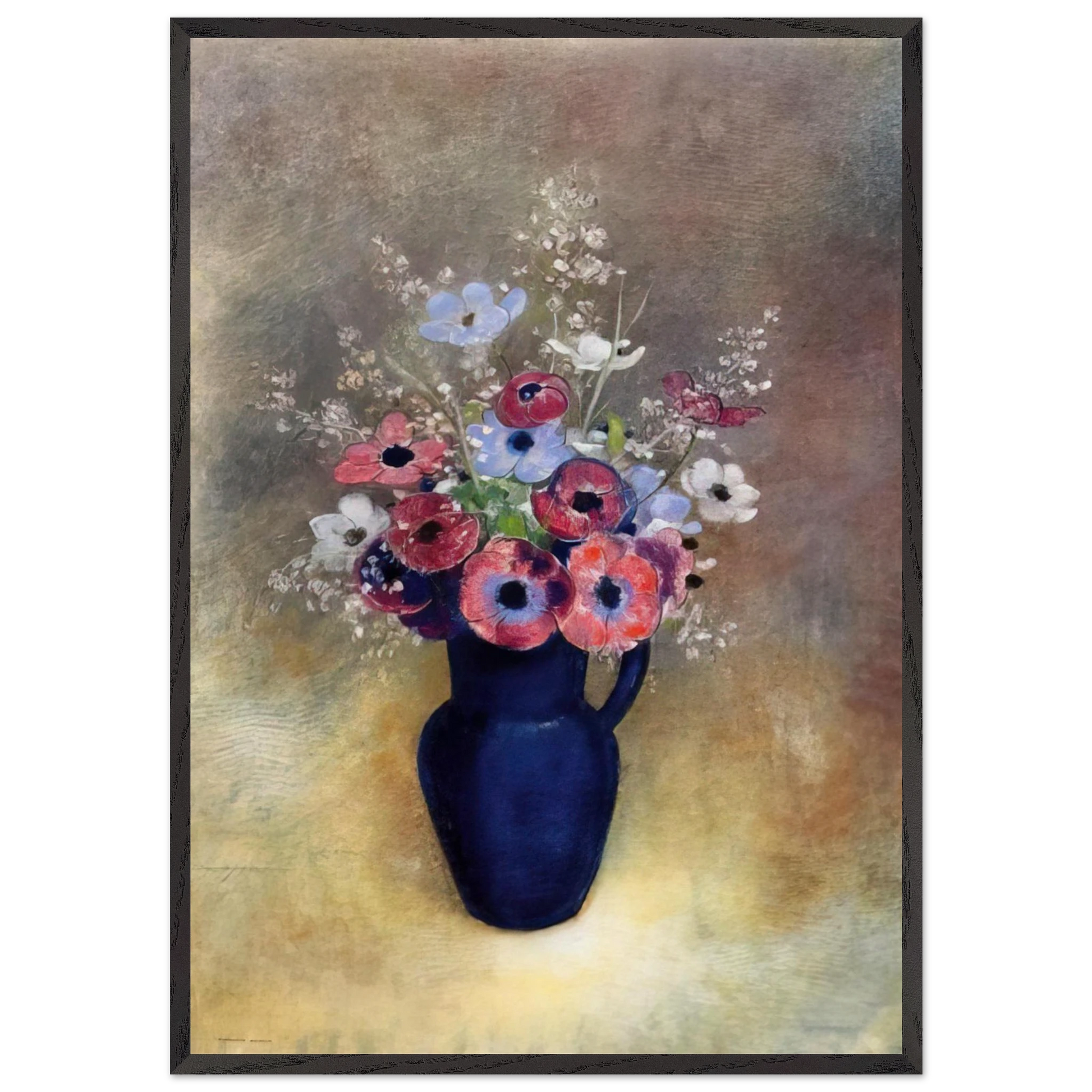 ANEMONES IN A JUG - Odilon Redon Framed Art Print – Black Wooden Frame - Default Title - -Framed Art Print