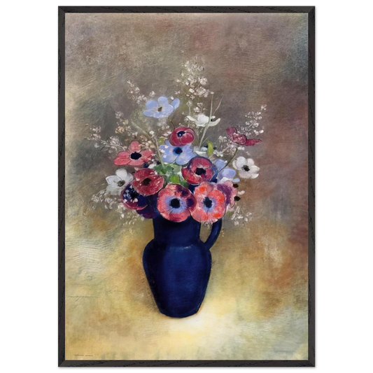 ANEMONES IN A JUG - Odilon Redon Framed Art Print – Black Wooden Frame - Default Title - -Framed Art Print