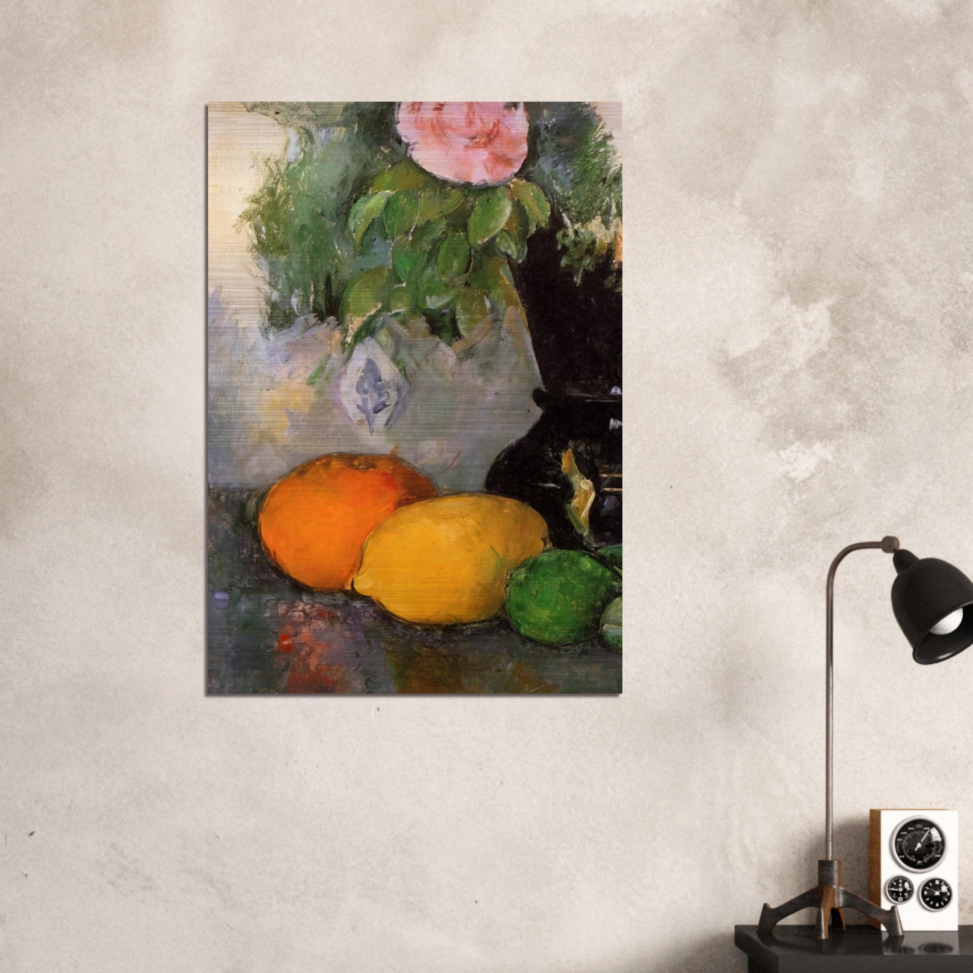 Flowers and Fruit - Paul Cézanne Brushed Aluminum Print - 70x100 cm / 28x40 inches | Paul Cézanne Aluminum Print | Paul Cézanne Prints