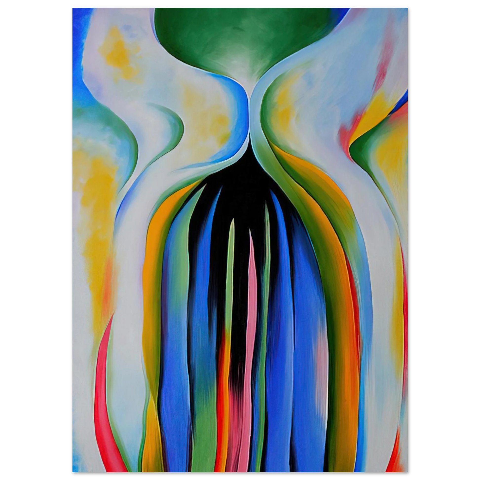 Georgia O'Keeffe - Gray line with black, blue, and yellow Fine Art Poster - 40x60 cm / 16x24 inches