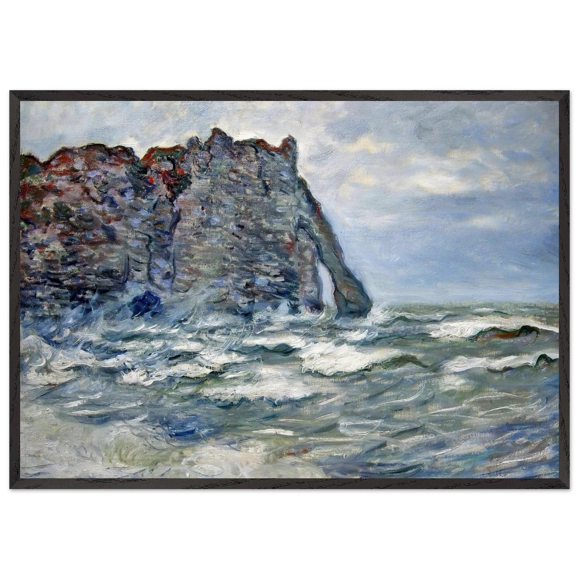 Port dAval Rough Sea - claude monet Framed Art Print – Black Wooden Frame - Default Title - -Framed Art Print