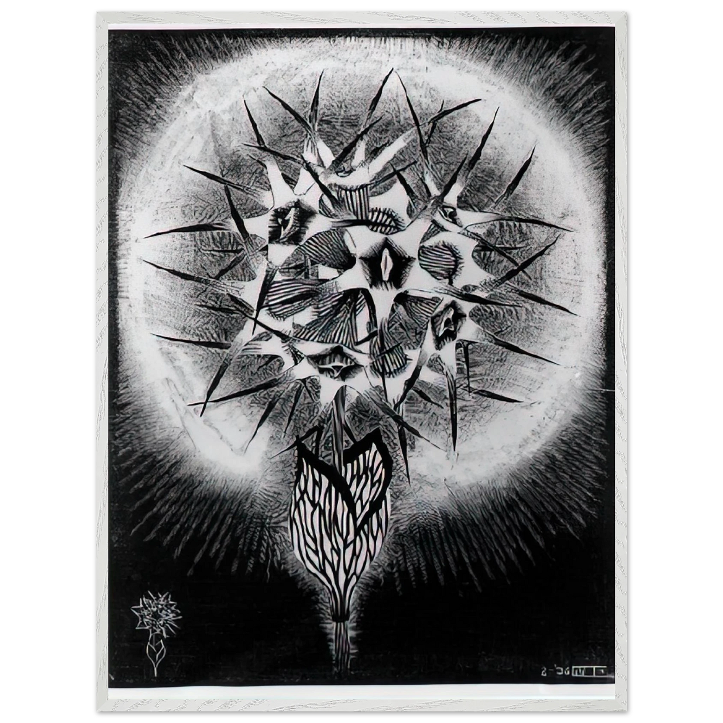 MC Escher - PRICKLY FLOWER Wall Art - 60x80 cm / 24x32 inches - Premium Wooden Framed Poster With Fine Art Paper - Black frame