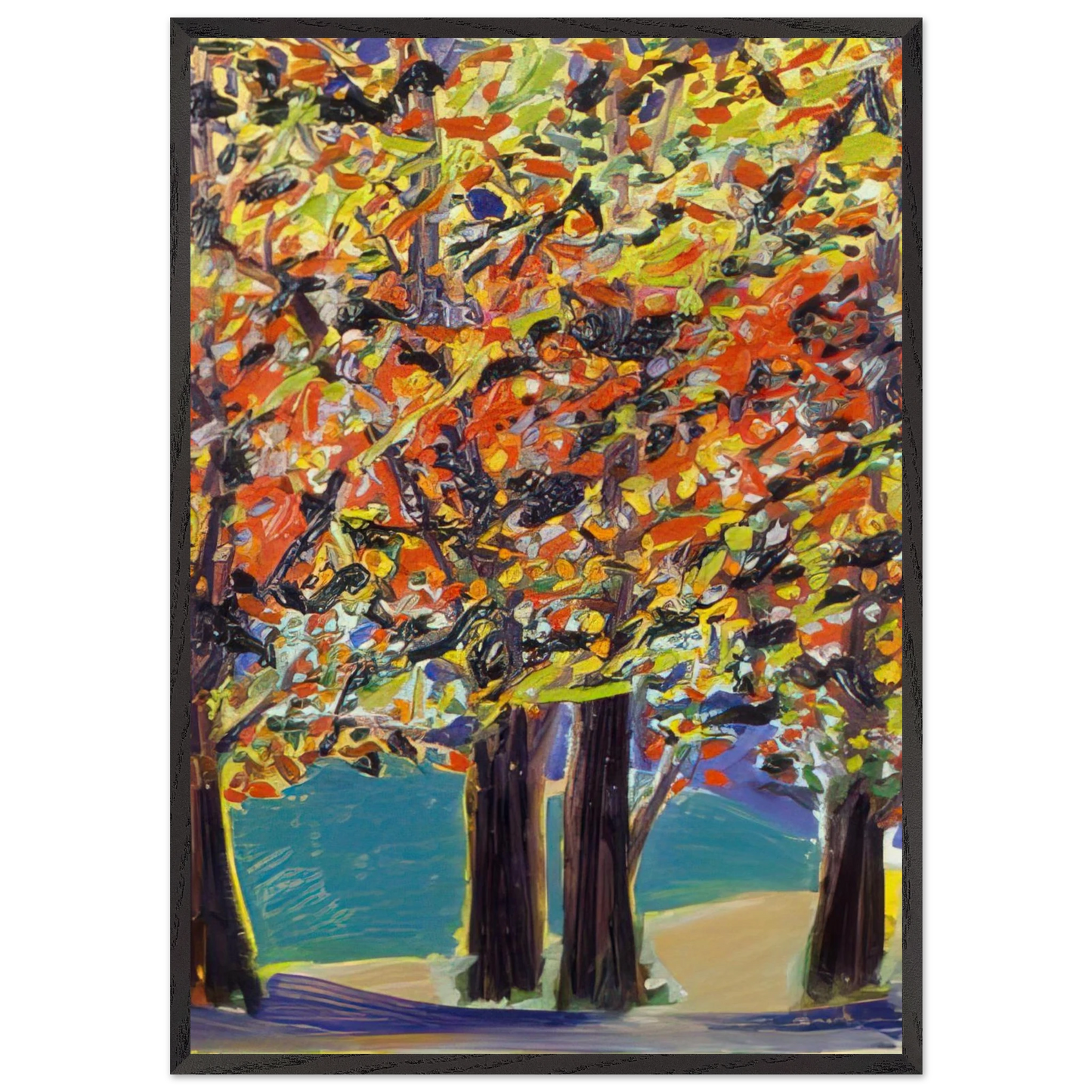 Autumn View West Hurley NY - 1984 - Ronnie Landfield Framed Art Print – Black Wooden Frame - Default Title - -Framed Art Print