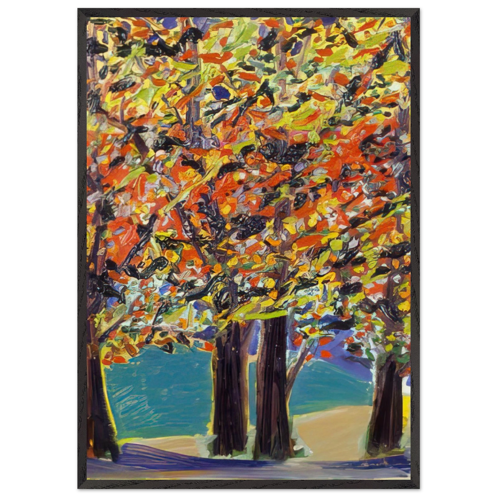 Autumn View West Hurley NY - 1984 - Ronnie Landfield Framed Art Print – Black Wooden Frame - Default Title - -Framed Art Print