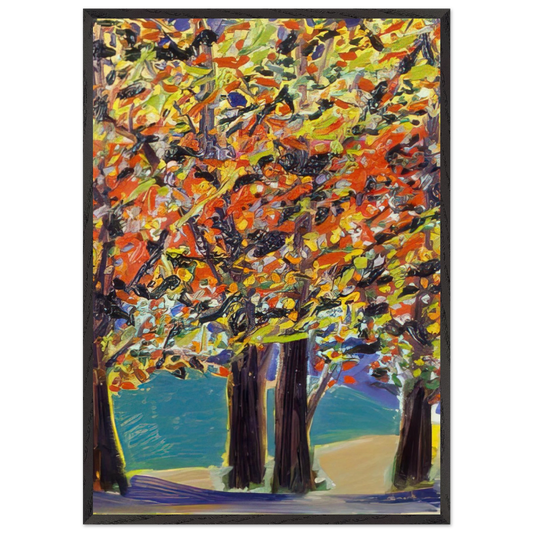 Autumn View West Hurley NY - 1984 - Ronnie Landfield Framed Art Print – Black Wooden Frame - Default Title - -Framed Art Print