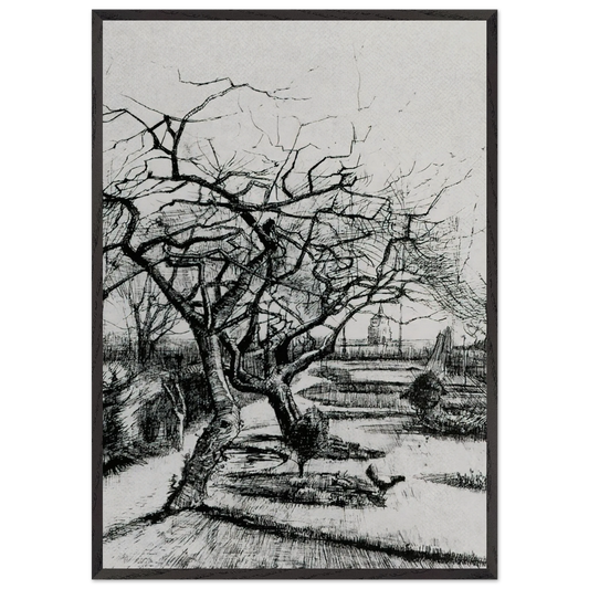 Parsonage Garden - Vincent van Gogh 70x100 cm / 28x40 inches Framed Art Print – Black Wooden Frame
