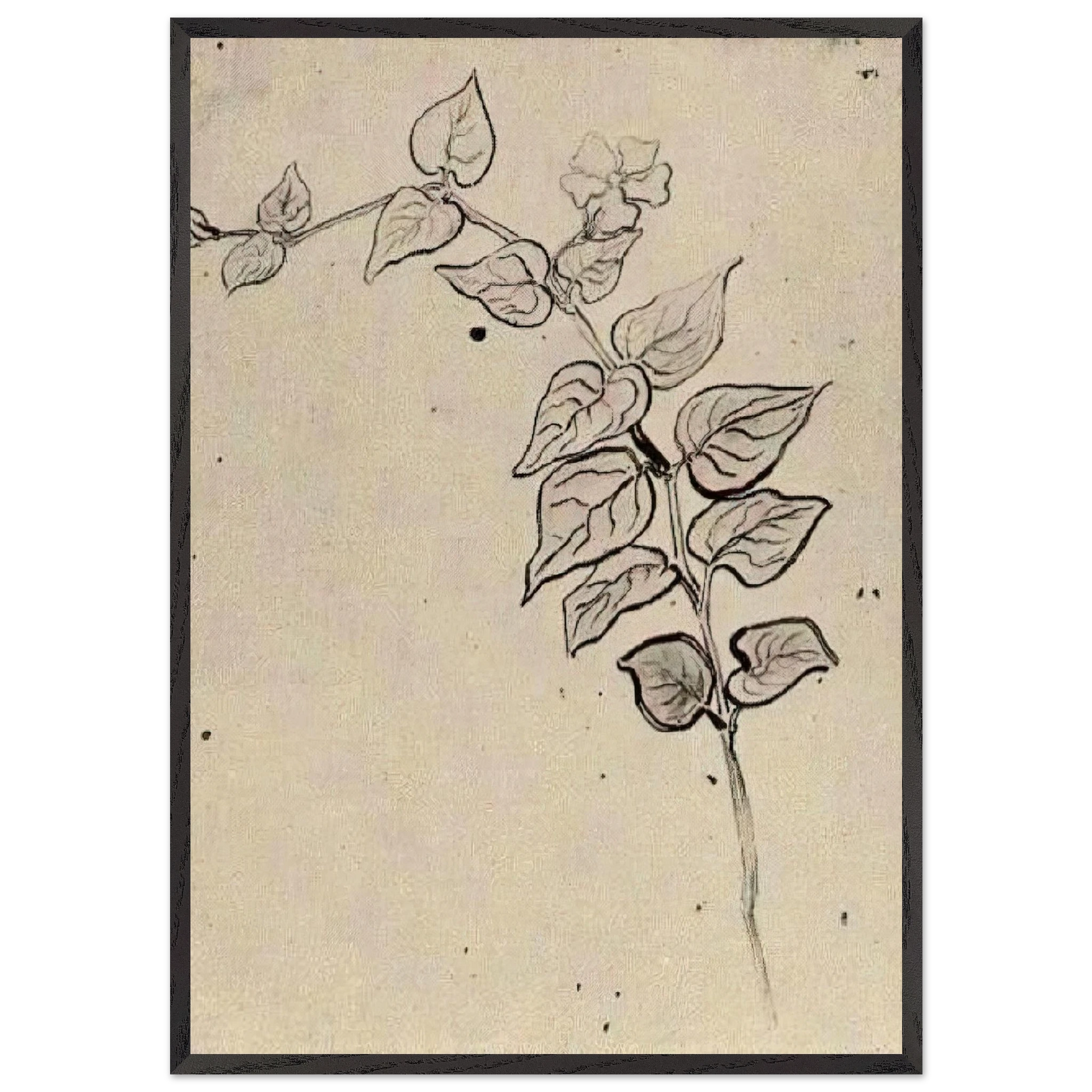 Branch with Leaves - Vincent van Gogh Framed Art Print – Black Wooden Frame - Default Title - -Framed Art Print