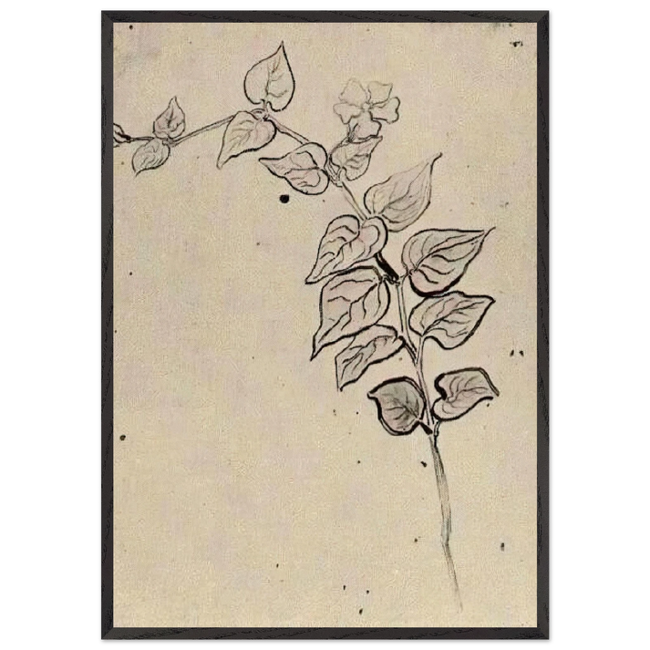 Branch with Leaves - Vincent van Gogh 70x100 cm / 28x40 inches Framed Art Print – Black Wooden Frame