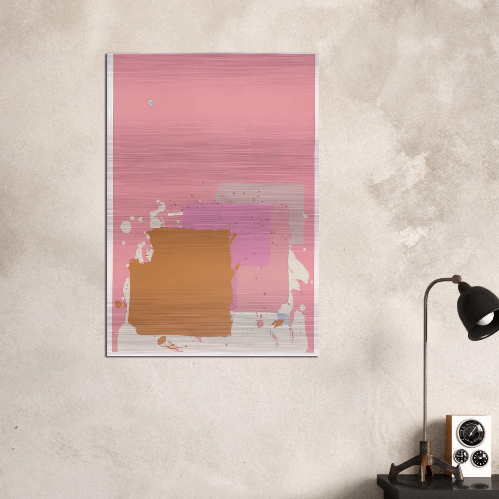 Brown Black on Pink - 1971 - John Hoyland Brushed Aluminum Print - 70x100 cm / 28x40 inches | John Hoyland Aluminum Print | John Hoyland Prints