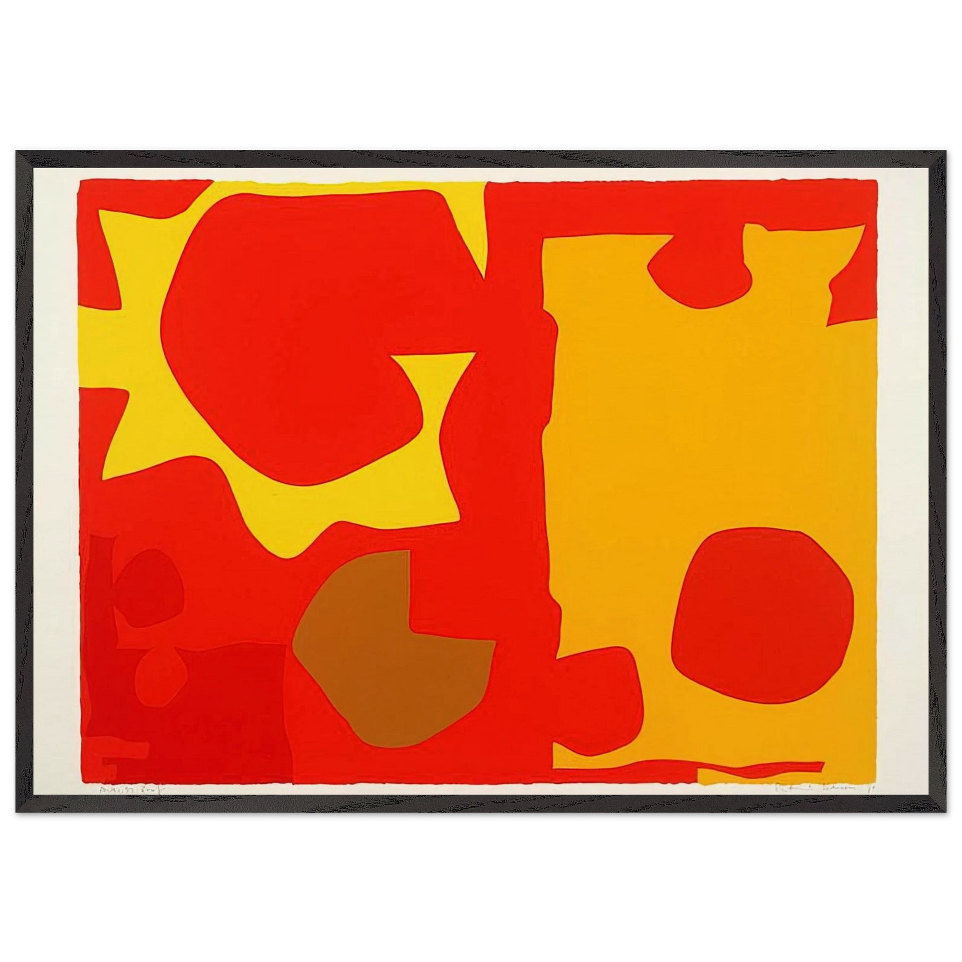 Six in Light Orange with Red in Yellow - 1970 - Patrick Heron Framed Art Print – Black Wooden Frame - Default Title - -Framed Art Print