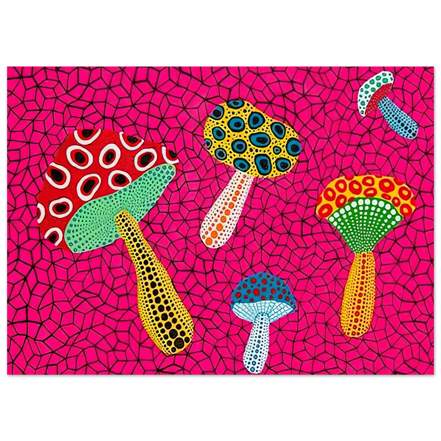 Yayoi Kusama - MUSHROOMS 1995 Fine Art Poster - 75x100 cm / 30x40 inches