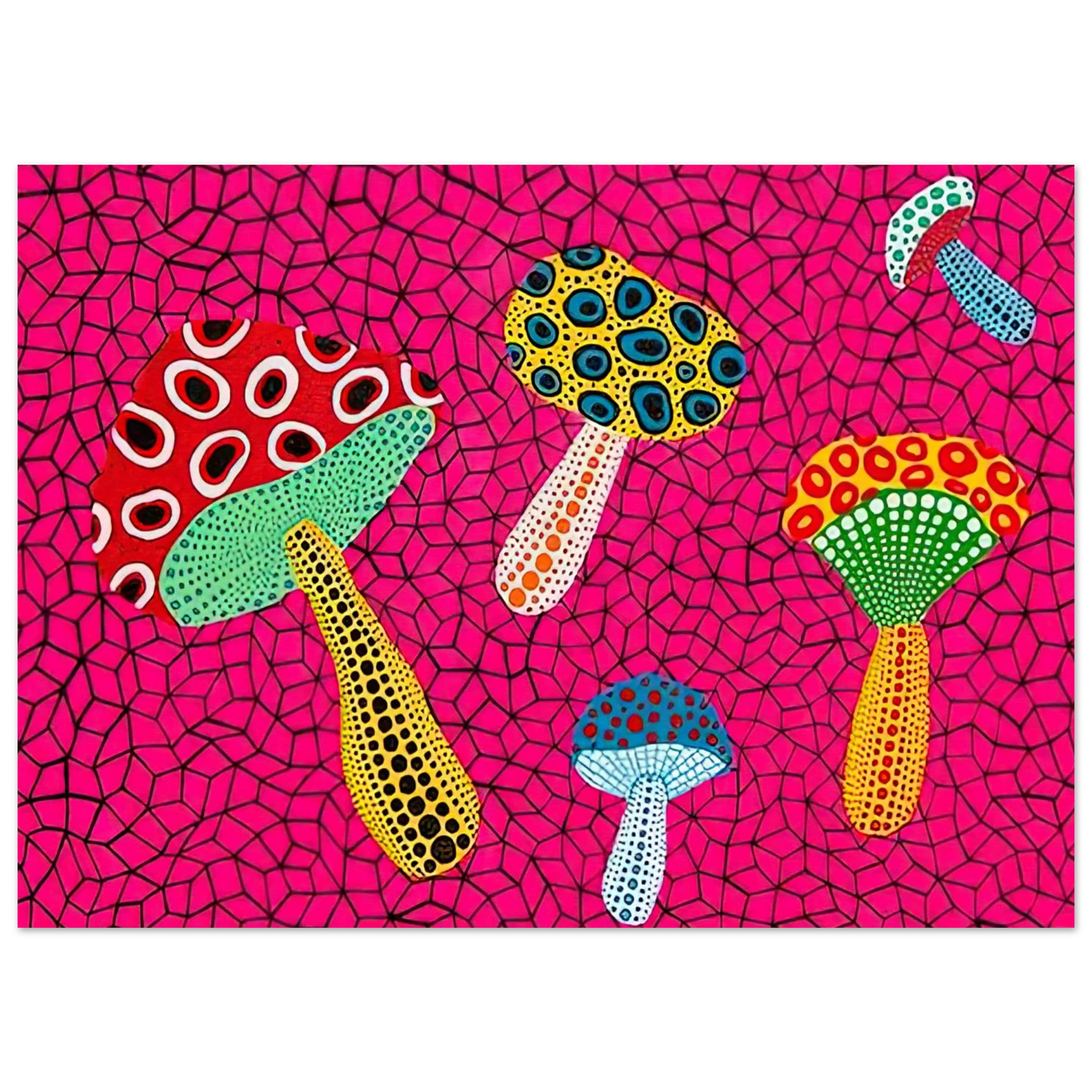 Yayoi Kusama - MUSHROOMS 1995 Fine Art Poster - 75x100 cm / 30x40 inches