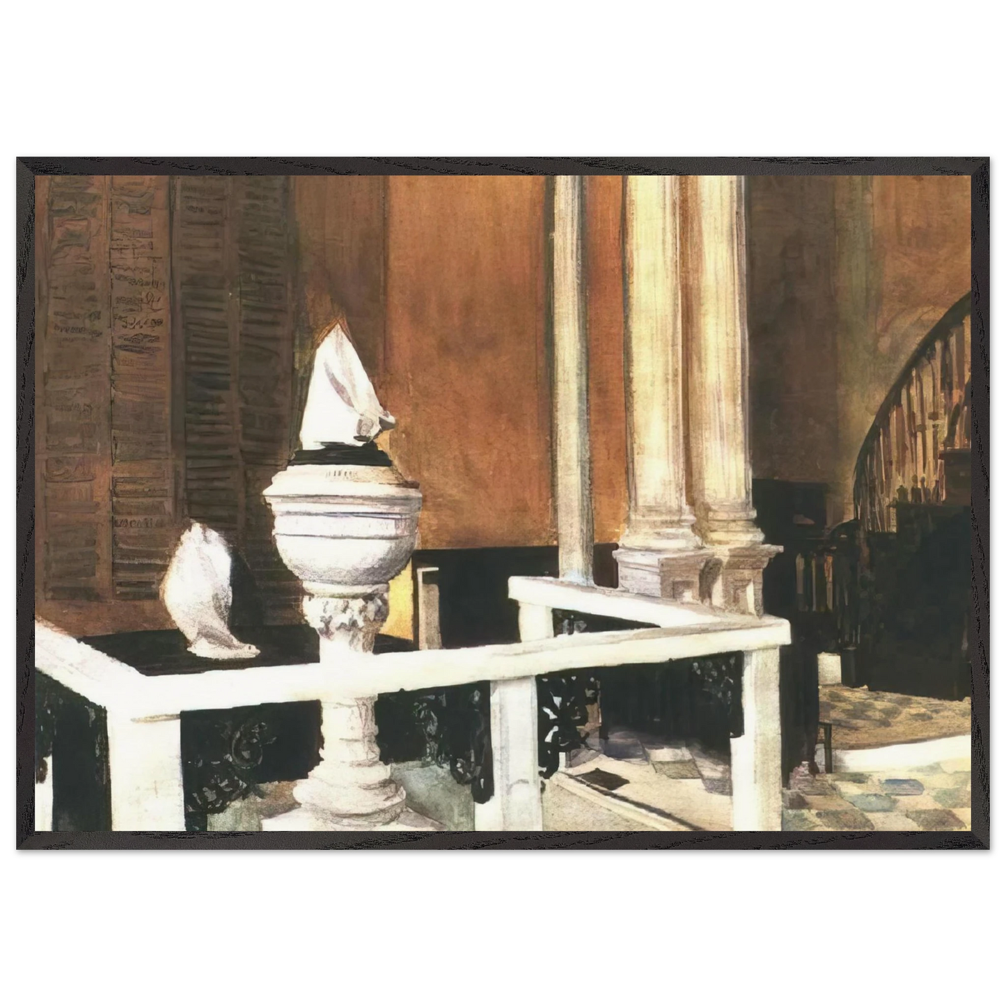 Baptistry of St John s - Edward Hopper Framed Art Print – Black Wooden Frame - Default Title - -Framed Art Print