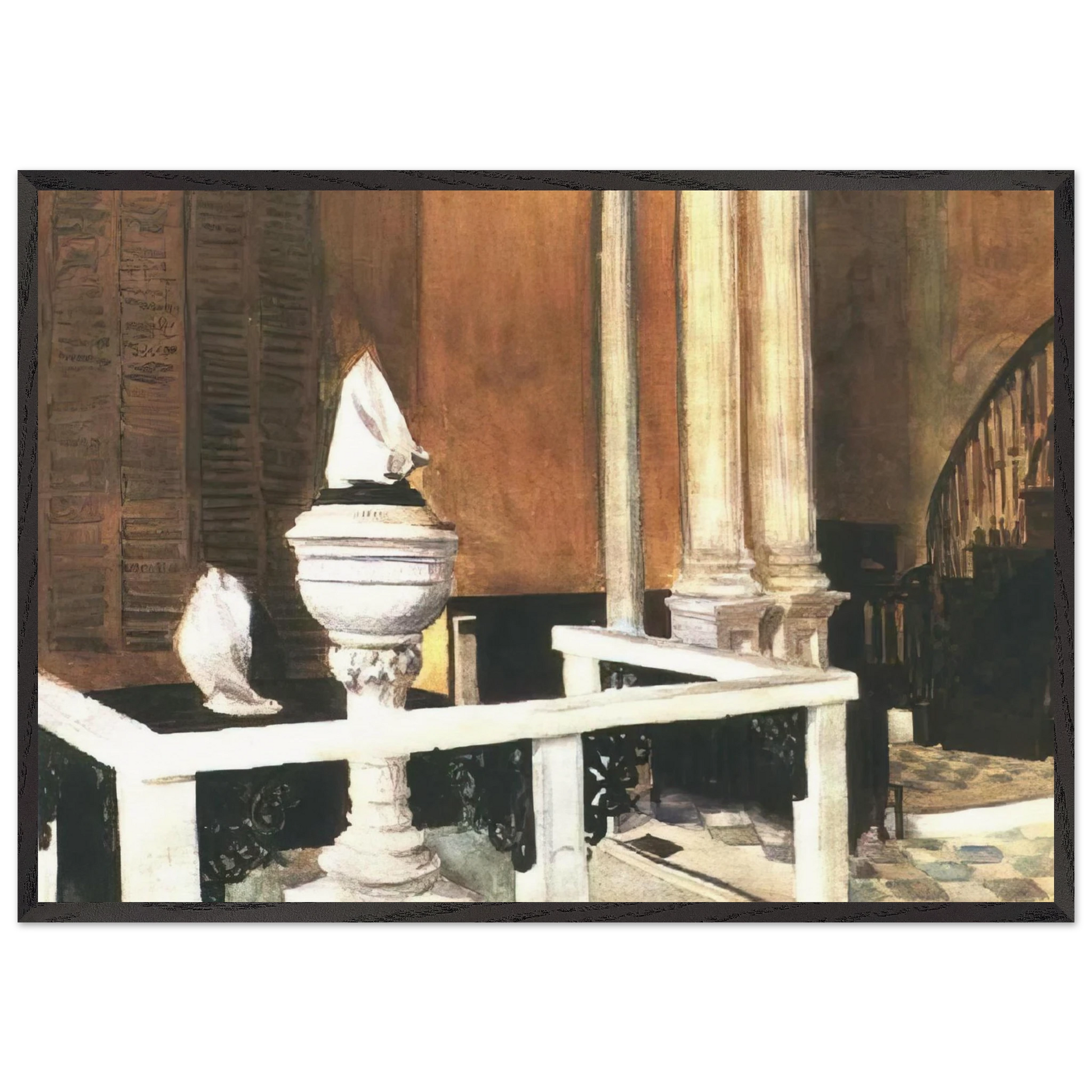 Baptistry of St John s - Edward Hopper Framed Art Print – Black Wooden Frame - Default Title - -Framed Art Print