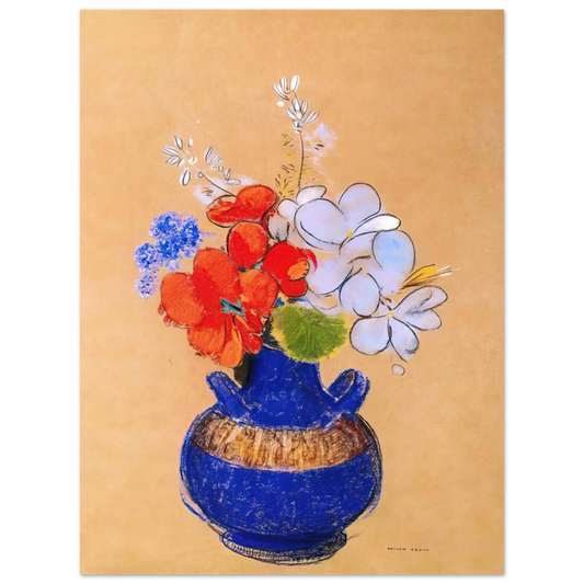 Odilon Redon - FLOWERS IN A BLUE VASE 1 Fine Art Poster - Default Title
