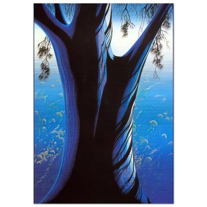 Blue Pine - Eyvind Earle Brushed Aluminum Print - 70x100 cm / 28x40 inches | Eyvind Earle Aluminum Print | Eyvind Earle Prints