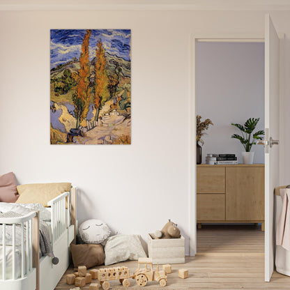 Two Poplars on a Hill - Vincent van Gogh Brushed Aluminum Print - 70x100 cm / 28x40 inches | Vincent van Gogh Aluminum Print | Vincent van Gogh Prints
