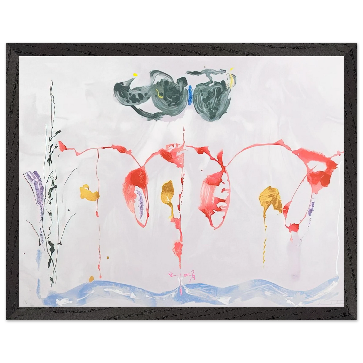 Helen Frankenthaler - Aerie - 2009 Wall art - 15x20 cm / 6x8 inches - Premium Wooden Framed Poster With Fine Art Paper - Black frame