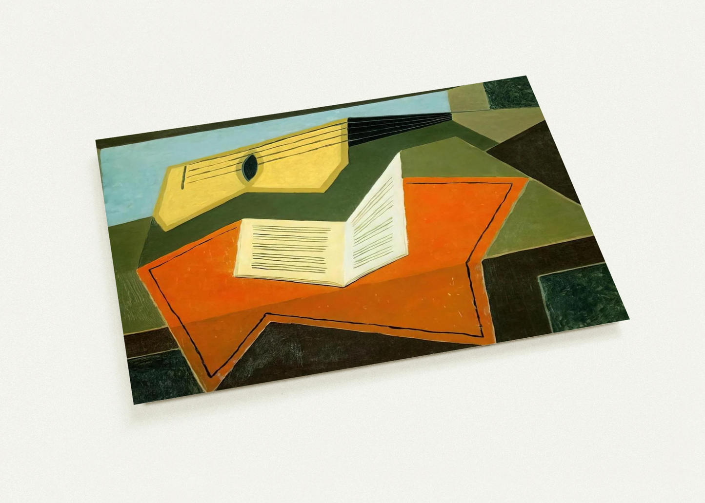 GUITAR AND MUSIC PAPER 1927 By Juan Gris Pack of 10 Post Cards | Juan Gris Post Cards | A6 (10.5 x 14.8 cm) - 4.1 x 5.8 inches