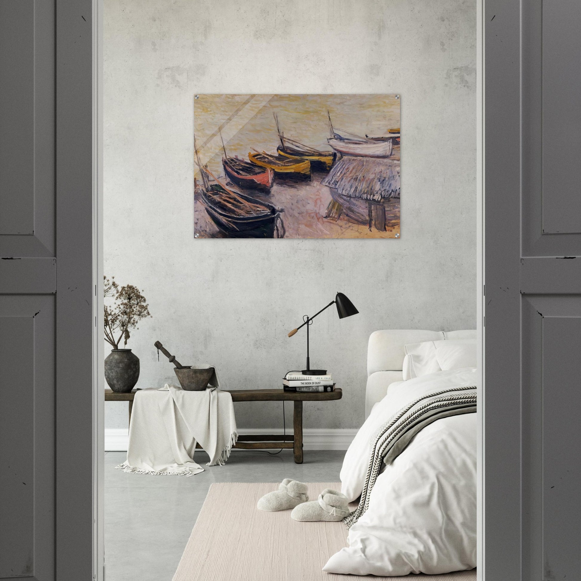 Boats on the Beach - claude monet Acrylic Print - 70x100 cm / 28x40″ inches