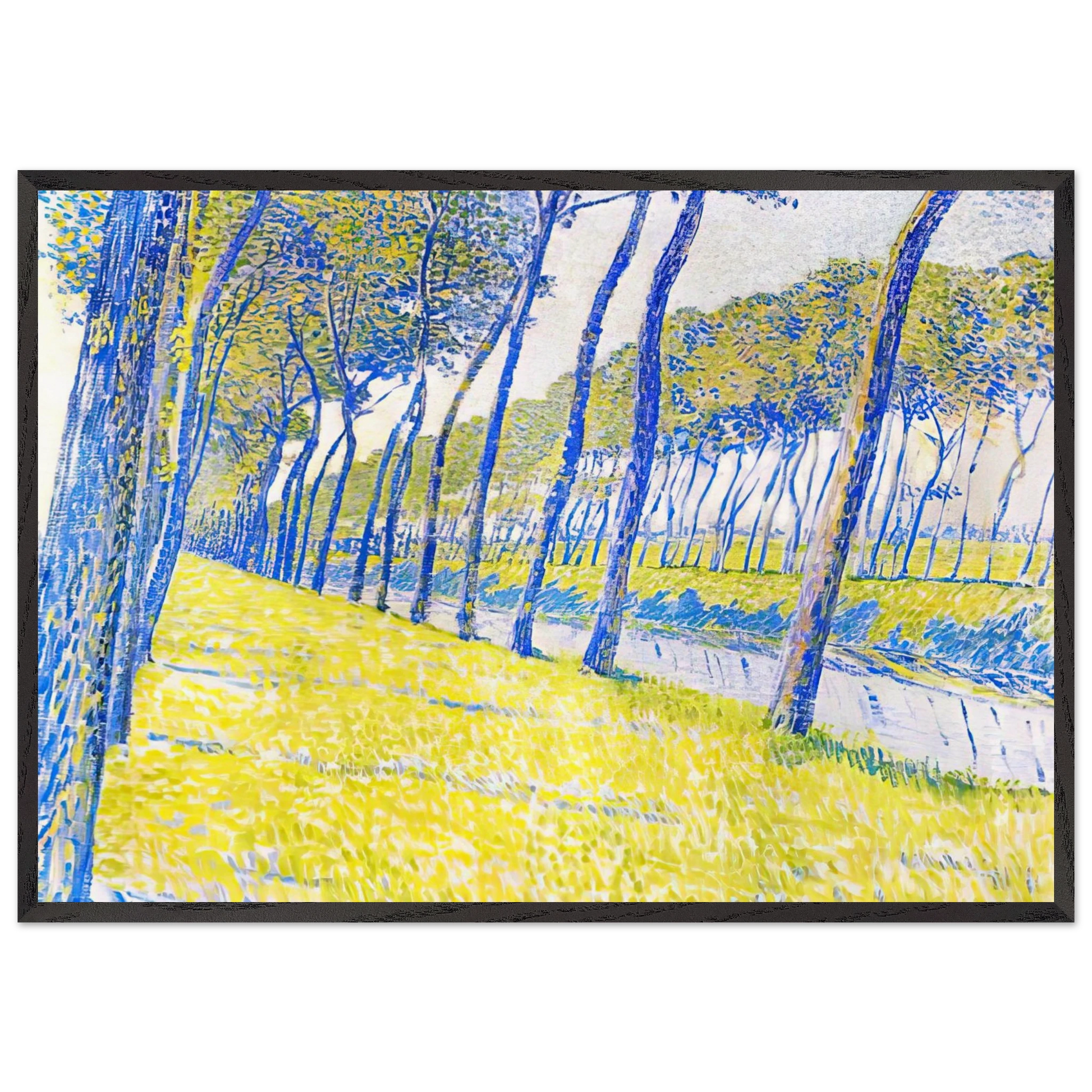 CANAL IN FLANDERS 1894 - Theo van Rysselberghe Framed Art Print – Black Wooden Frame - Default Title - -Framed Art Print