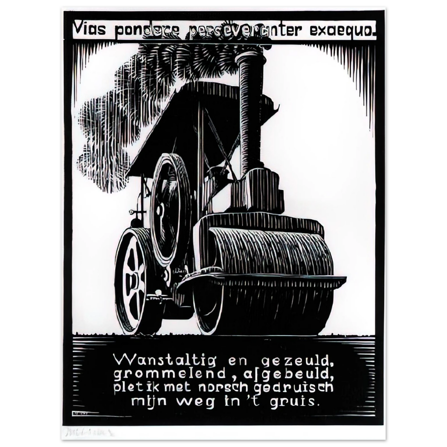 MC Escher - EMBLEMATA STEAMROLLER Wall Art - 21x29.7 cm / 8x12" - Fine Art Poster - -