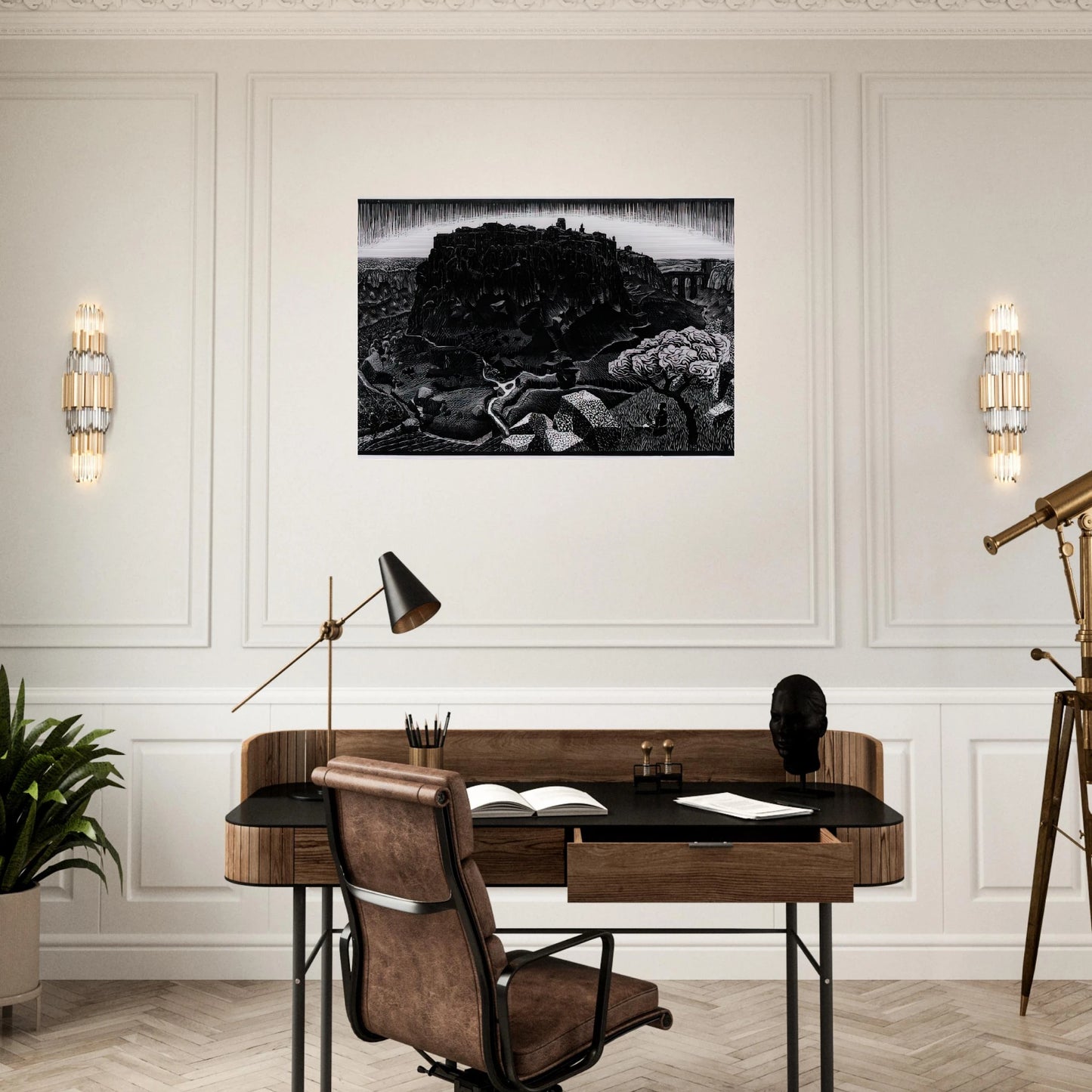 VITORCHIANO NEL CIMINO - MC Escher Brushed Aluminum Print - 70x100 cm / 28x40 inches | MC Escher Aluminum Print | MC Escher Prints