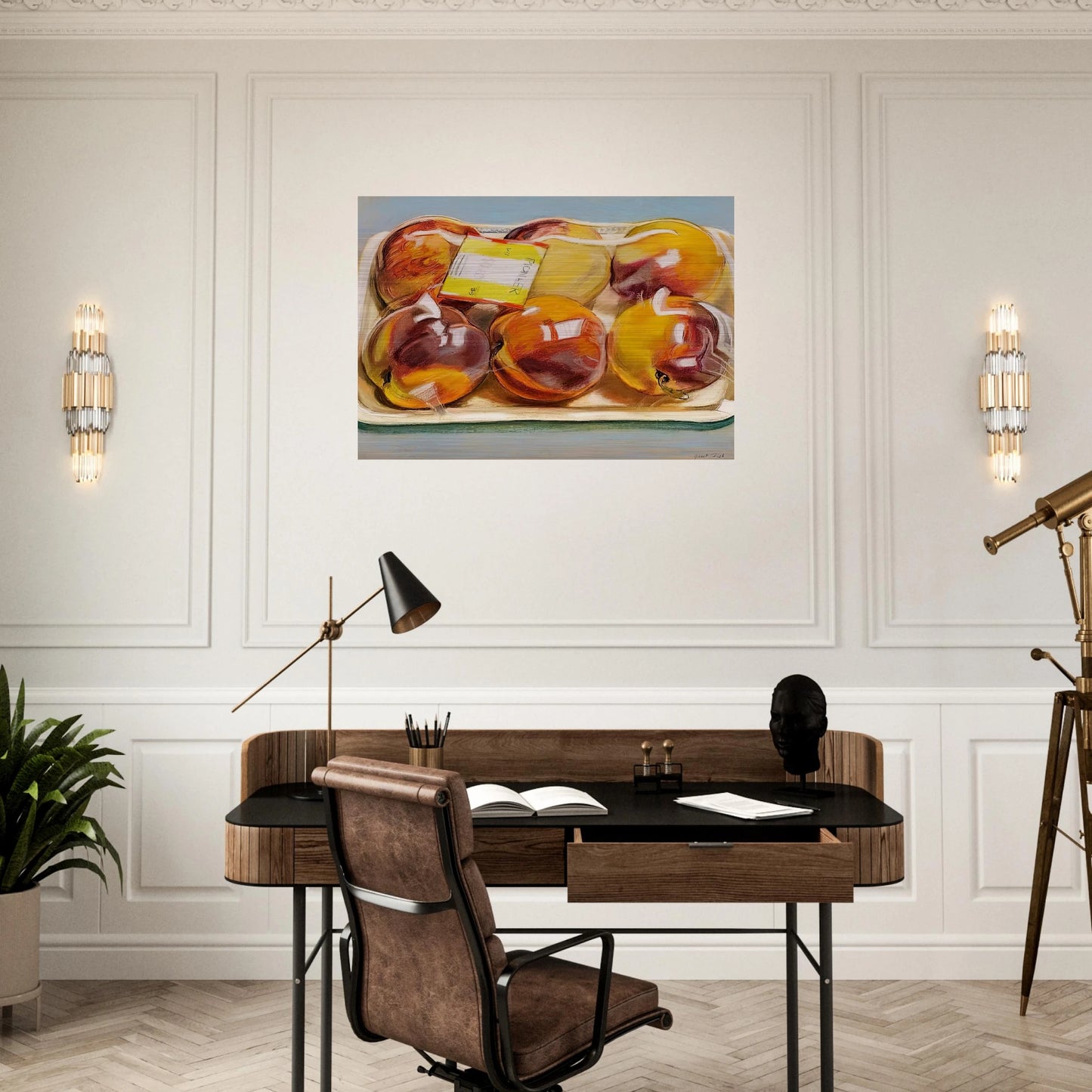 PEACHES 1971 - Janet Fish Brushed Aluminum Print - 70x100 cm / 28x40 inches | Janet Fish Aluminum Print | Janet Fish Prints