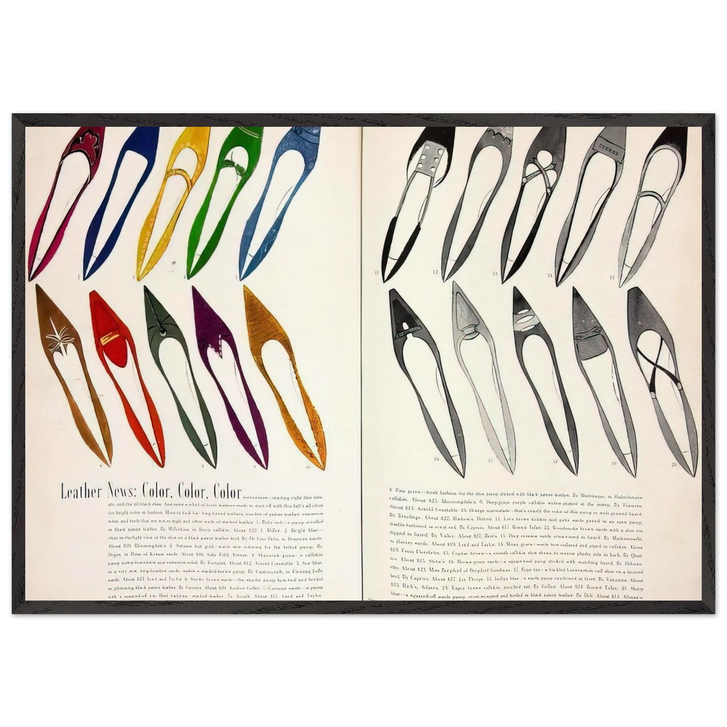 Shoe Advertisement for IMiller  Harpers Bazzar  - Andy Warhol Framed Art Print – Black Wooden Frame - Default Title - -Framed Art Print