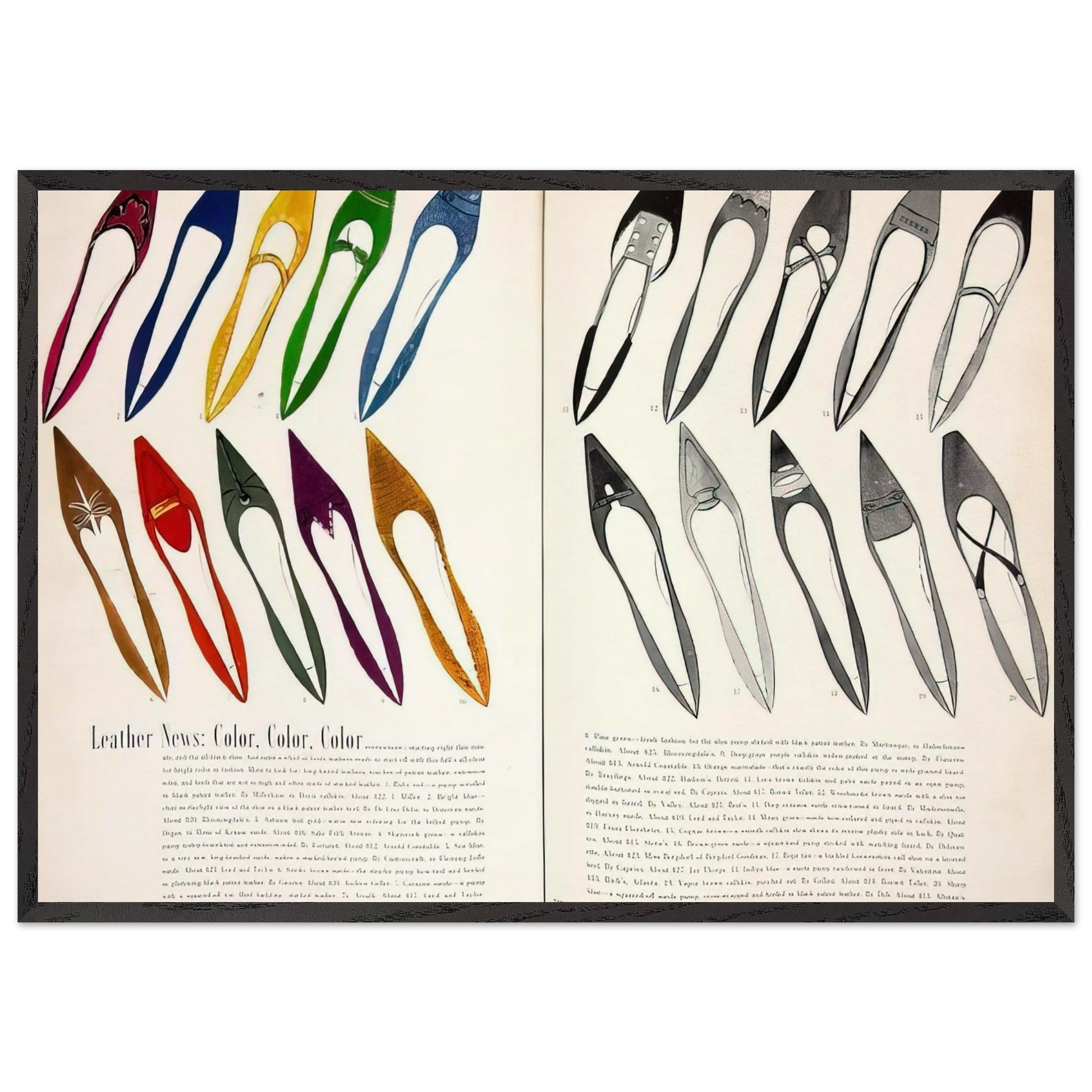 Shoe Advertisement for IMiller  Harpers Bazzar  - Andy Warhol Framed Art Print – Black Wooden Frame - Default Title - -Framed Art Print