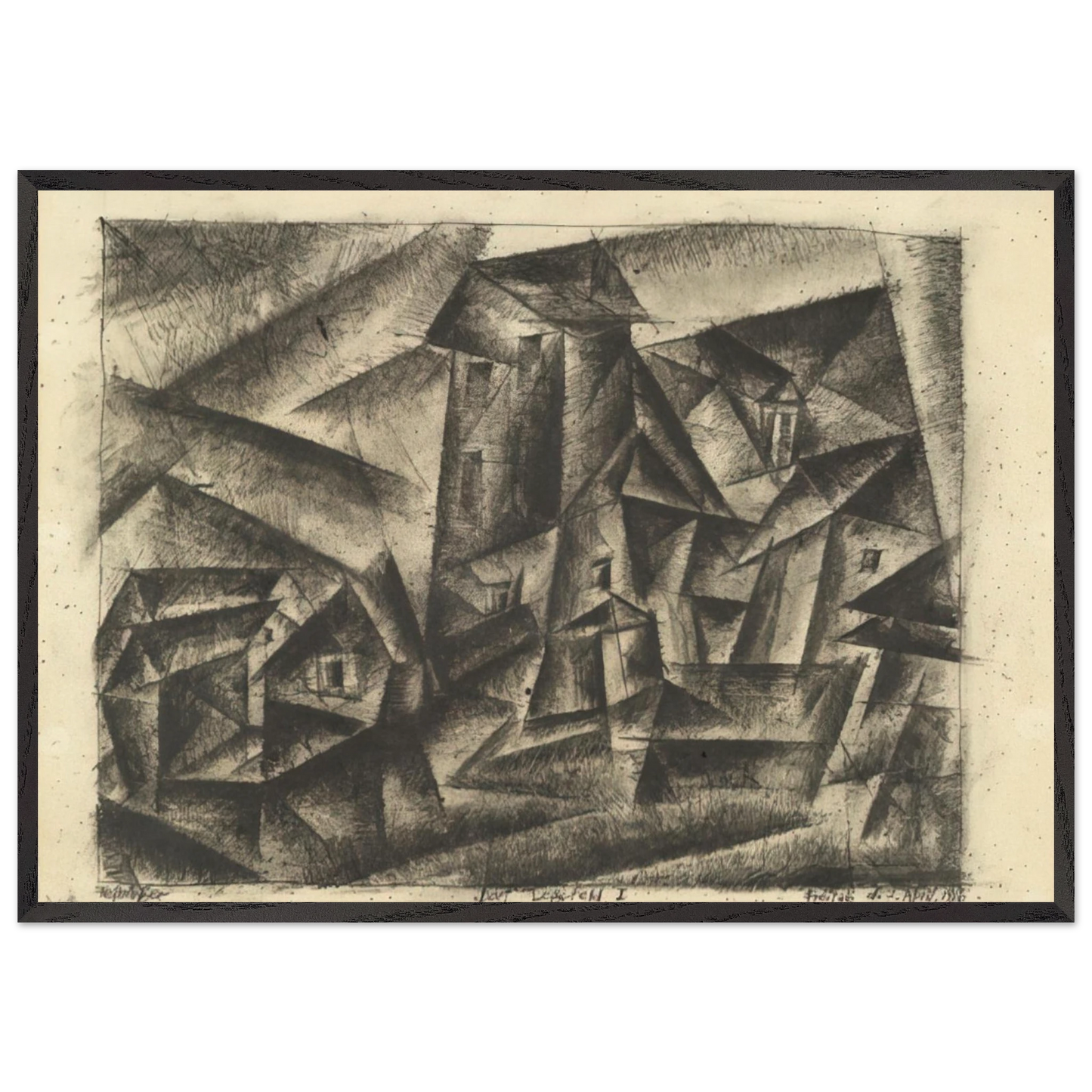 THE VILLAGE OF LEGEFELD I DORF LEGEFELD I 1916 - Lyonel Feininger Framed Art Print – Black Wooden Frame - Default Title - -Framed Art Print