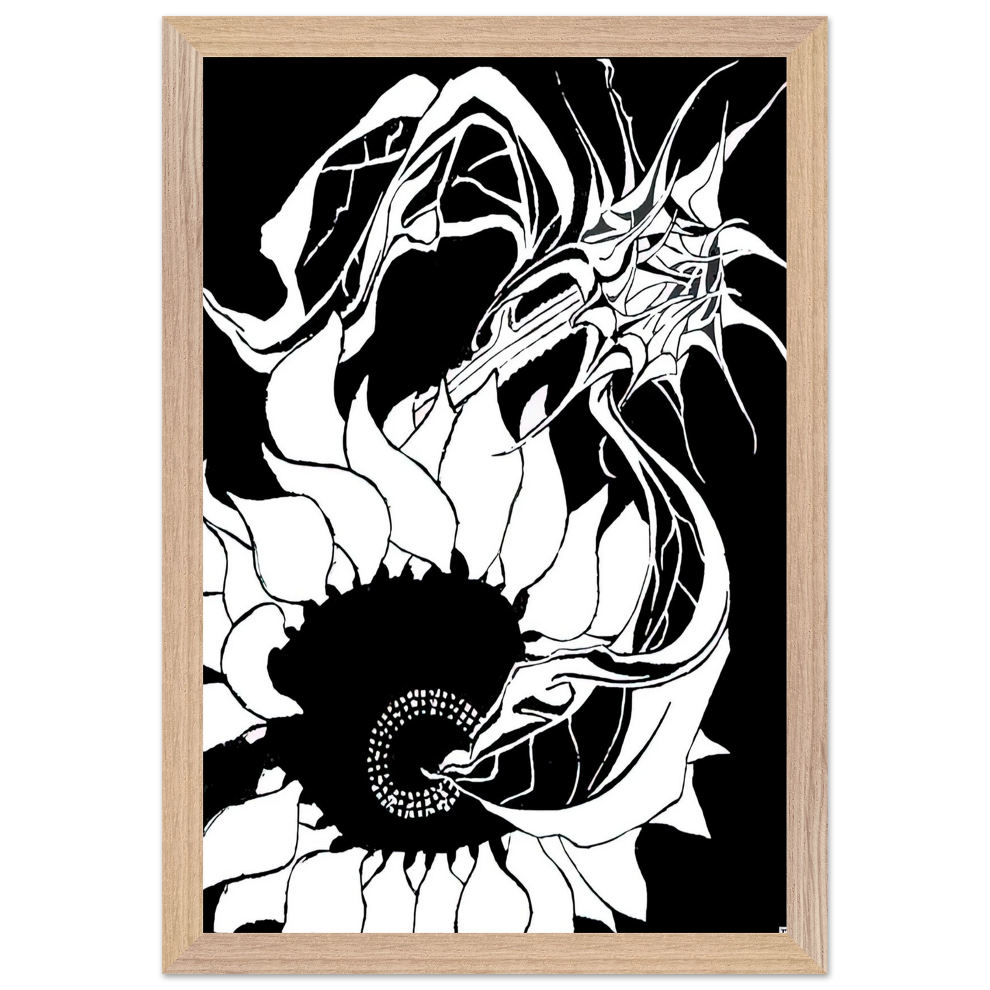 MC Escher - SUNFLOWERS Wall Art - 30x40 cm / 12x16 inches - Premium Wooden Framed Poster With Fine Art Paper - Wood frame