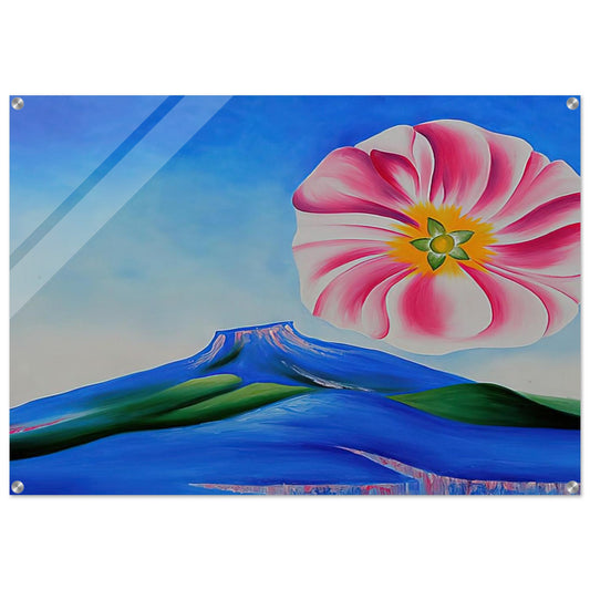 Hollyhock Pink with Pedernal - Georgia O'Keeffe Acrylic Print - 70x100 cm / 28x40″ inches