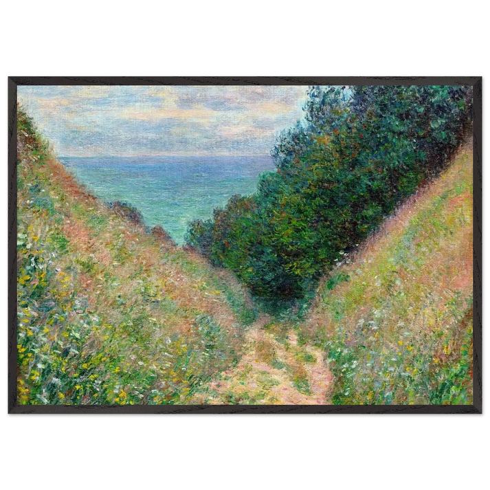 Path at La Cavee Pourville - claude monet 70x100 cm / 28x40 inches Framed Art Print – Black Wooden Frame