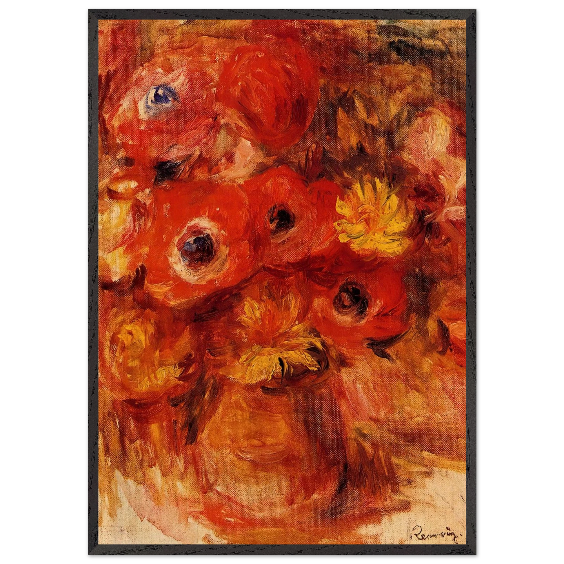 Vase of Anemones - Pierre-Auguste Renoir Framed Art Print – Black Wooden Frame - Default Title - -Framed Art Print