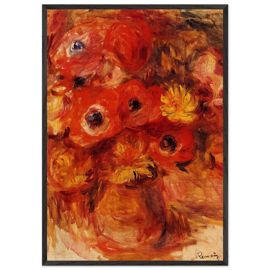 Vase of Anemones - Pierre-Auguste Renoir 70x100 cm / 28x40 inches Framed Art Print – Black Wooden Frame