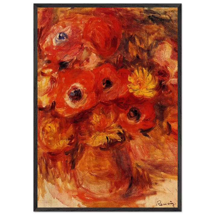 Vase of Anemones - Pierre-Auguste Renoir 70x100 cm / 28x40 inches Framed Art Print – Black Wooden Frame