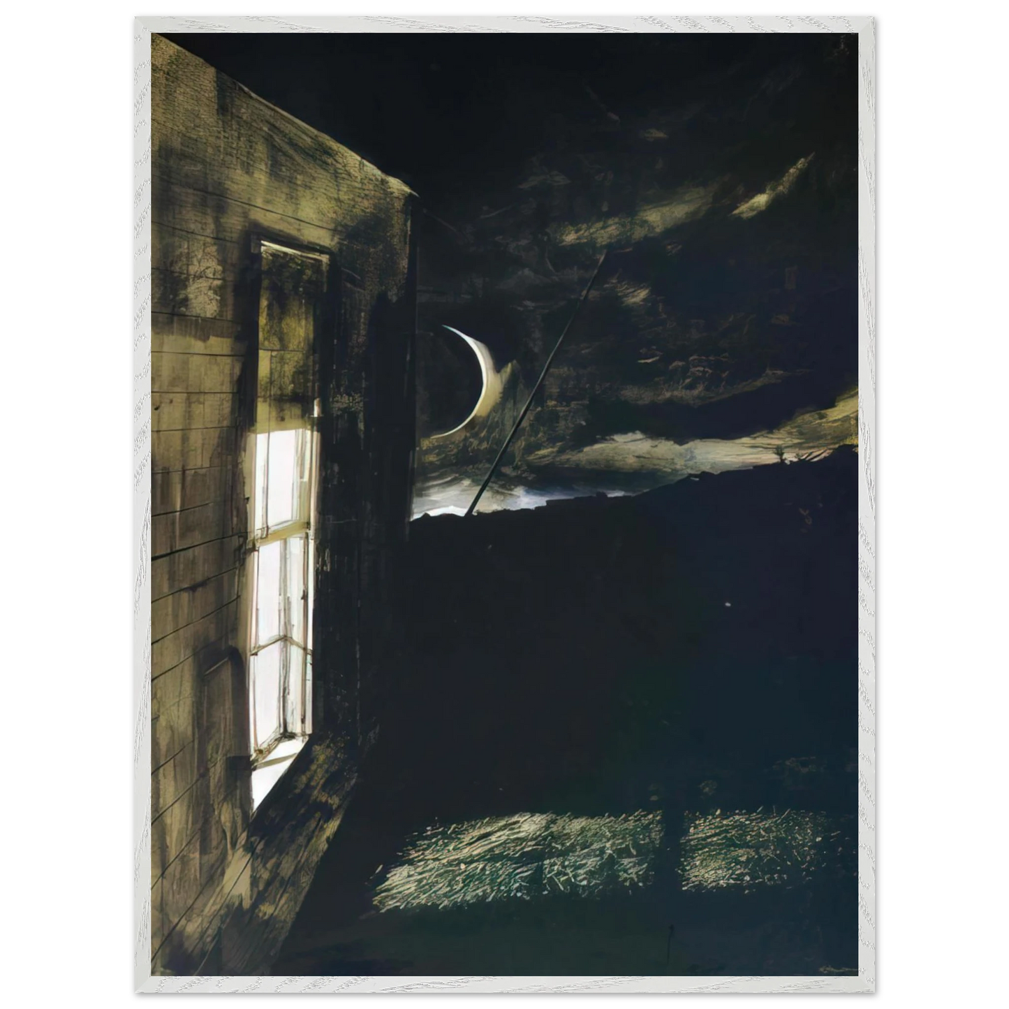 Andrew Wyeth - CRESCENT MOON Wall Art - 21x29.7 cm / 8x12" - Premium Wooden Framed Poster With Fine Art Paper - White frame
