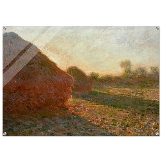 Haystacks, Last Sunrays - claude monet Acrylic Print - 70x100 cm / 28x40″ inches | claude monet Wall Art | claude monet Prints