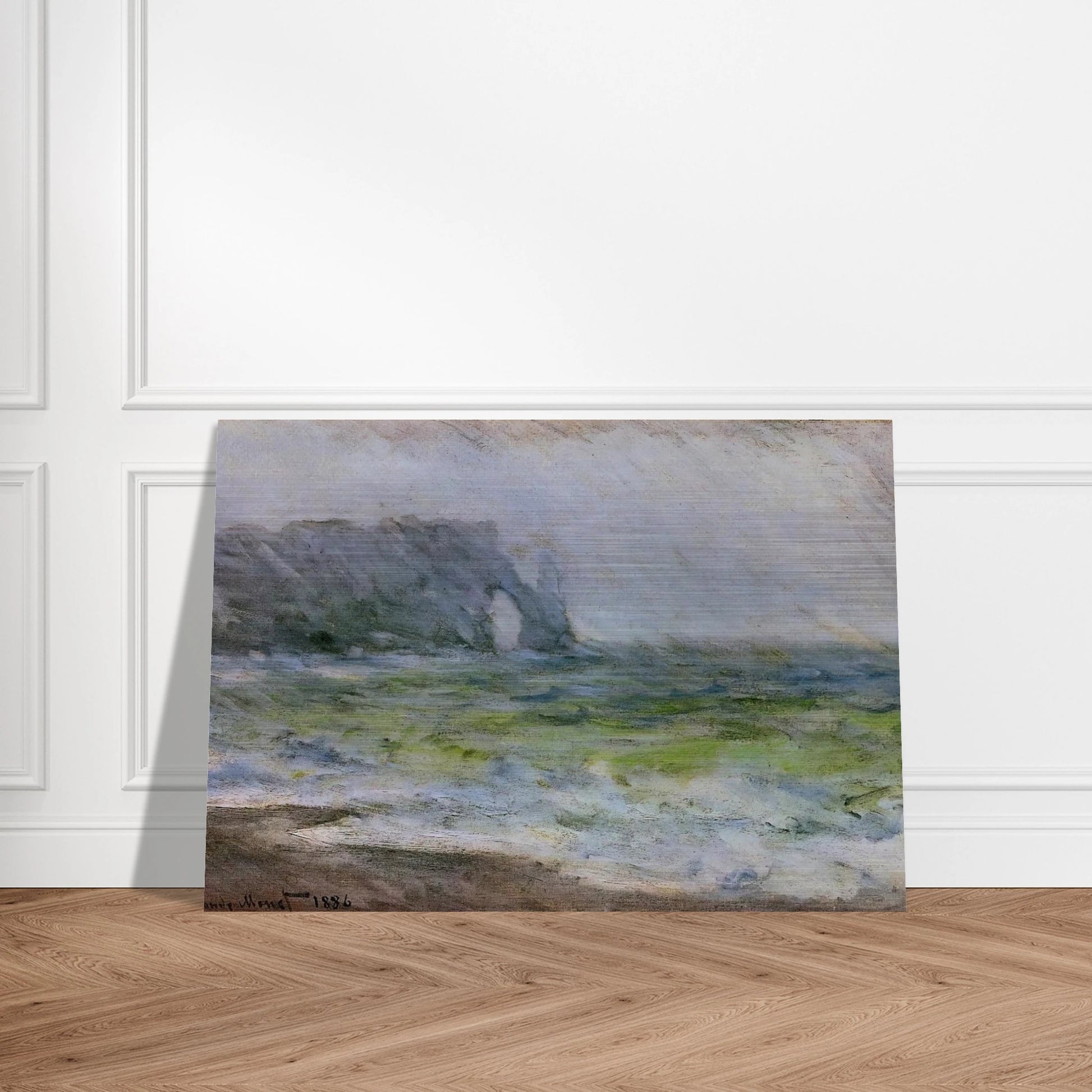 The Manneport, Etretat in the Rain - claude monet Brushed Aluminum Print - 70x100 cm / 28x40 inches | claude monet Aluminum Print | claude monet Prints
