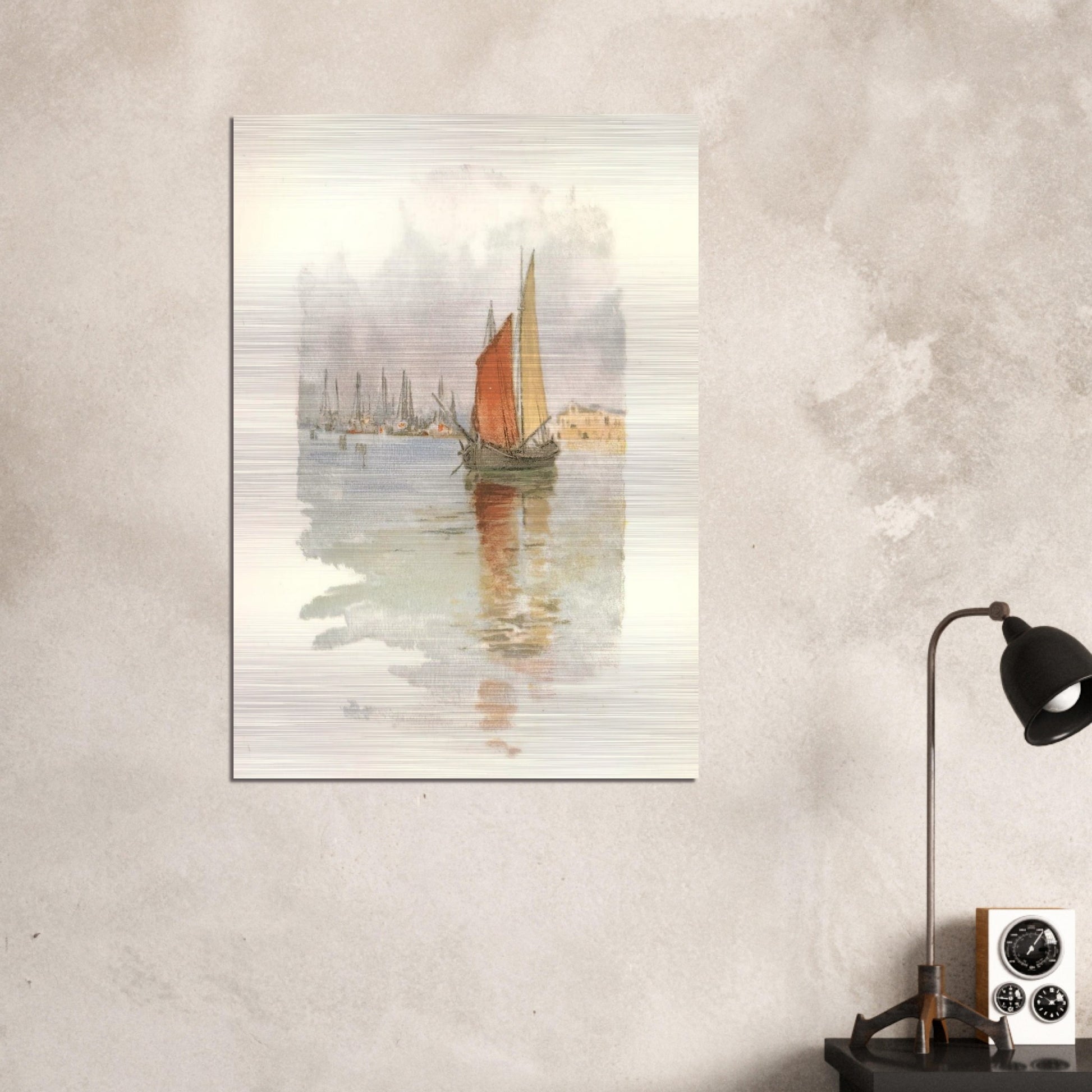 Woodboats and Dogana - Childe Hassam Brushed Aluminum Print - 70x100 cm / 28x40 inches | Childe Hassam Aluminum Print | Childe Hassam Prints
