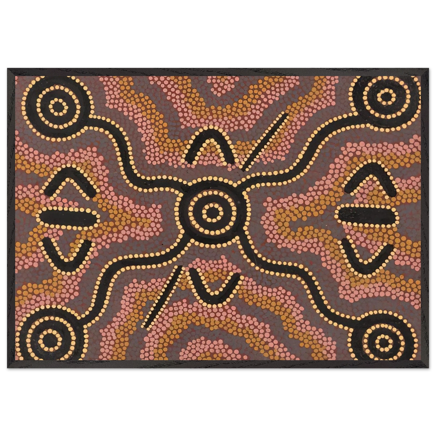 Untitled - 1980 N6 - Clifford Possum Tjapaltjarri Framed Art Print – Black Wooden Frame - Default Title - -Framed Art Print