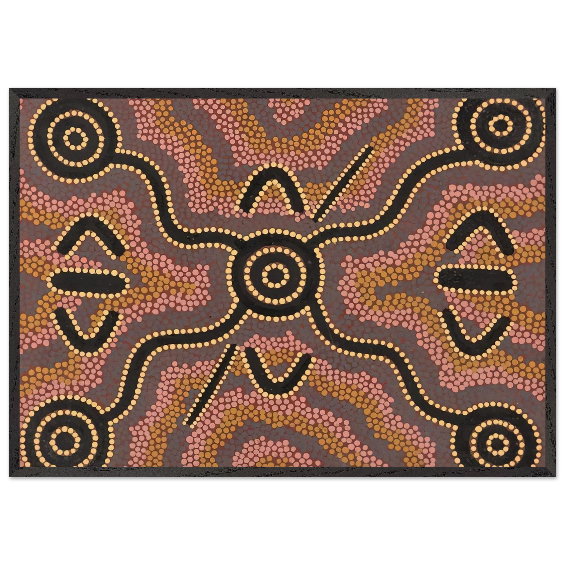 Untitled - 1980 N6 - Clifford Possum Tjapaltjarri Framed Art Print – Black Wooden Frame - Default Title - -Framed Art Print