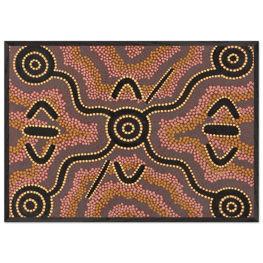 Untitled - 1980 N6 - Clifford Possum Tjapaltjarri Framed Art Print – Black Wooden Frame - Default Title - -Framed Art Print