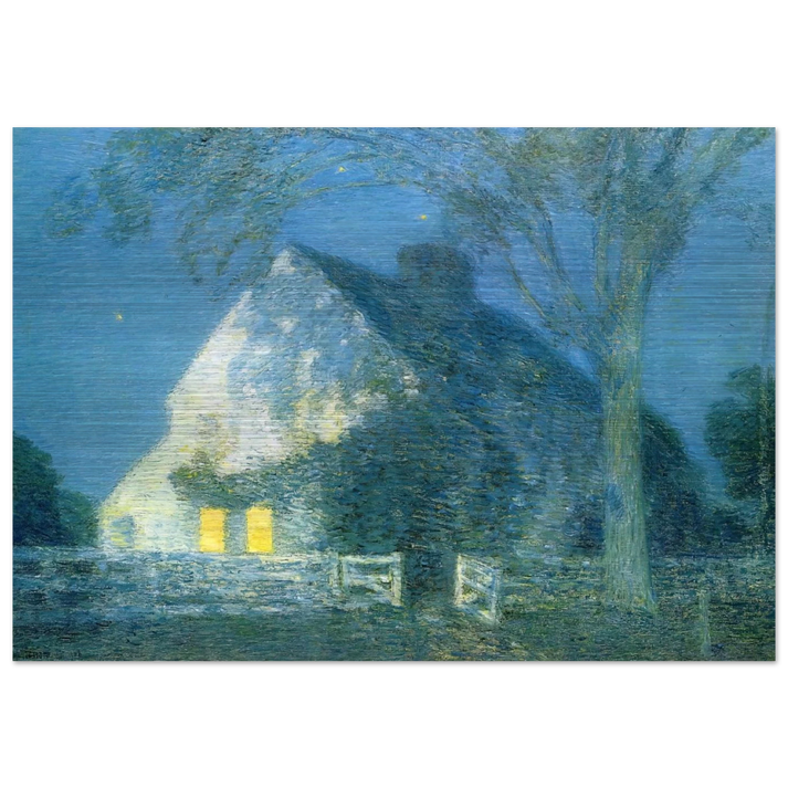 Moonlight, the Old House - Childe Hassam Brushed Aluminum Print - 70x100 cm / 28x40 inches | Childe Hassam Aluminum Print | Childe Hassam Prints