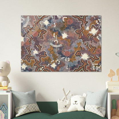 Ngarlu Red Hill - 1990 - Clifford Possum Tjapaltjarri Acrylic Print - 70x100 cm / 28x40″ inches | Clifford Possum Tjapaltjarri Wall Art | Clifford Possum Tjapaltjarri Prints